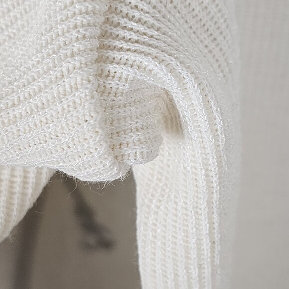 Zara Ivory Ribbed Knit High Rise Pull On Wide Leg Pants - Picture 4 of 10